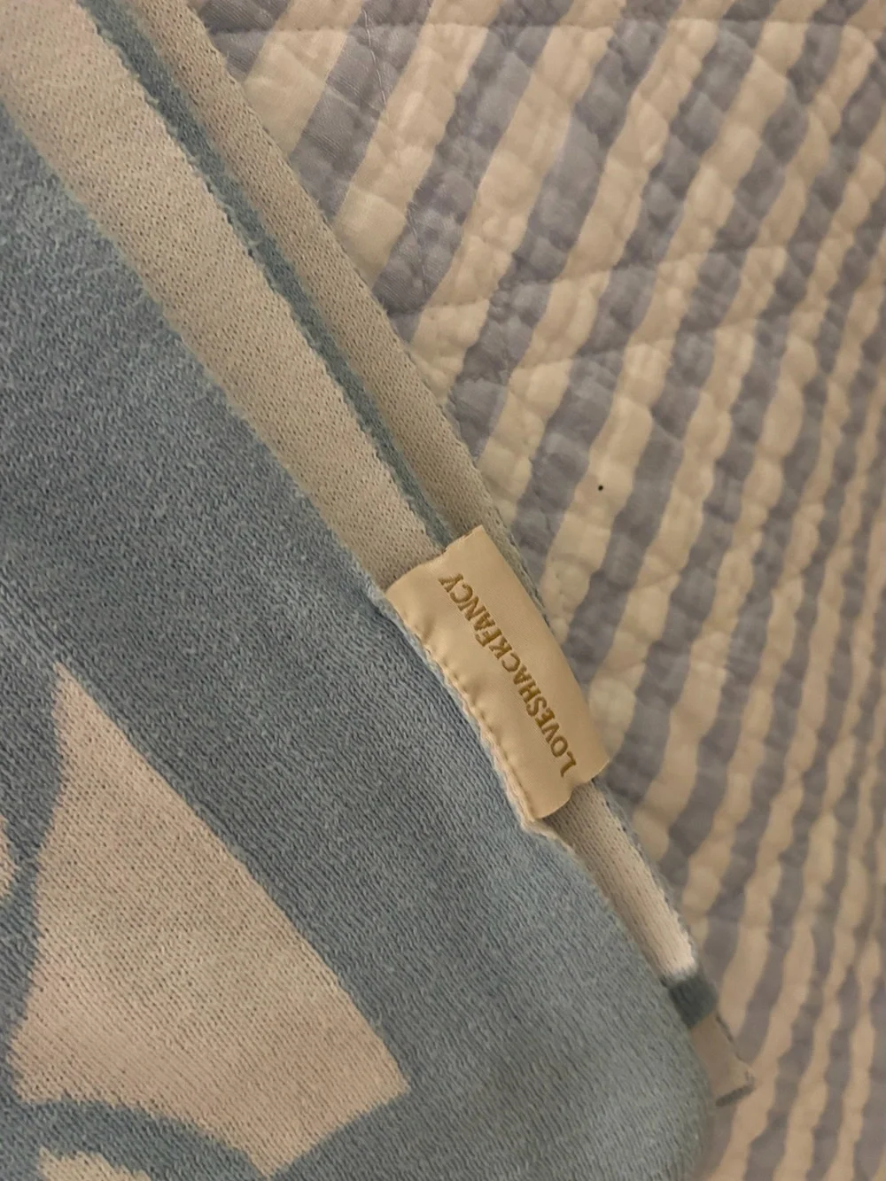 loveshackfancy bow throw blanket blue and white reversible